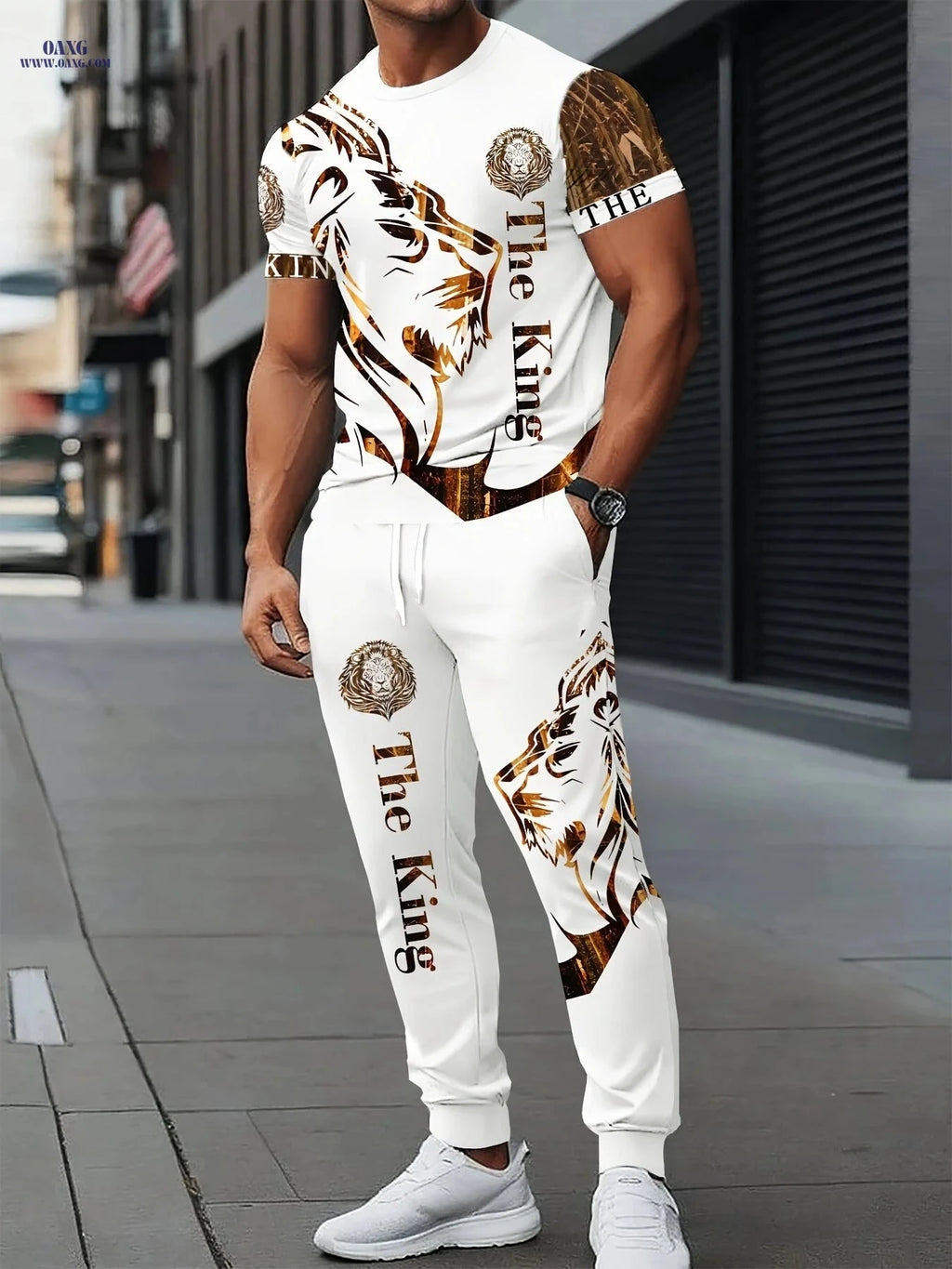 Fashion Lion Casual Men's Summer Set - Short-Sleeved T-Shirt & Pants   OAXG CT135 / FR S