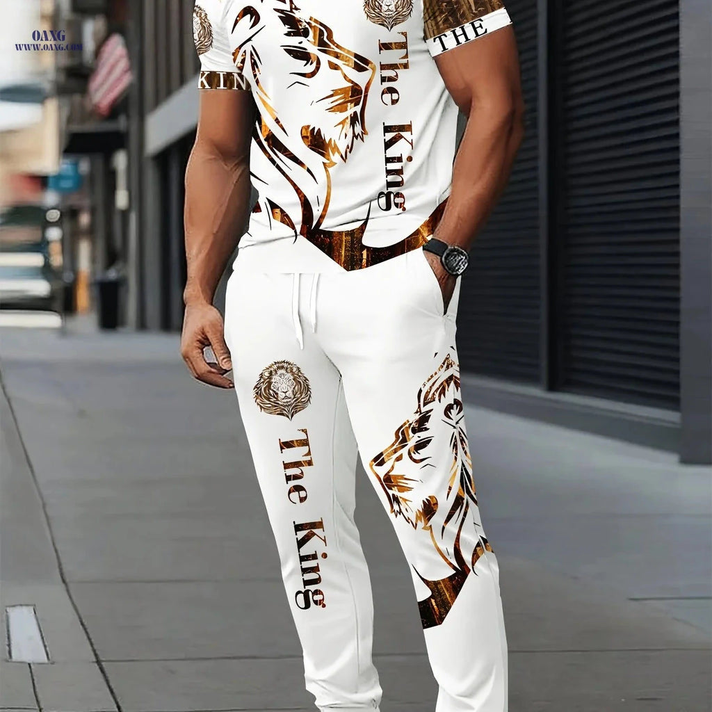 Fashion Lion Men's Casual Set - Short-Sleeve T-Shirt & Pants   OAXG CT135 / FR S