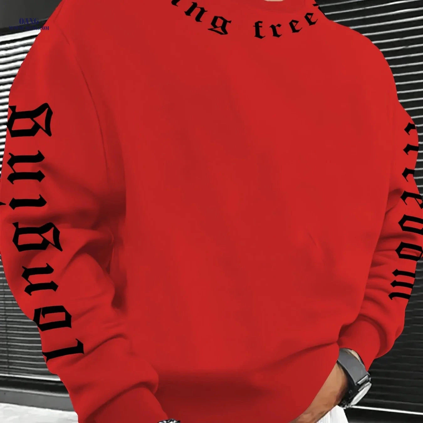 Fashion Printed Crew Neck Hoodie - Casual Stretch Polyester for Men   OAXG 