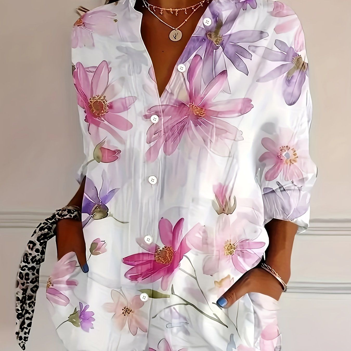 Fashion Women's Spring/Summer Shirt Top   OAXG Mixed colors / S