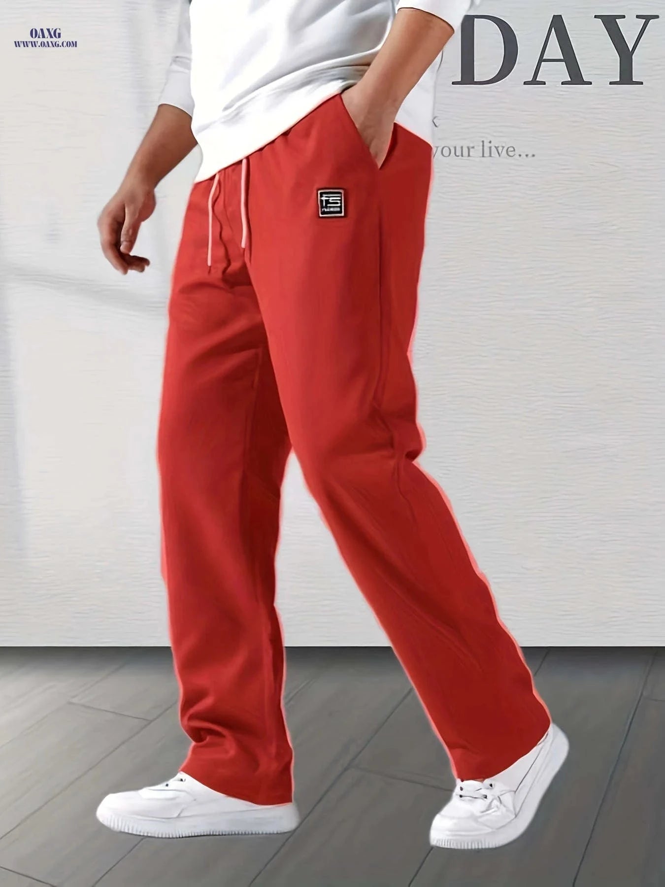 Fashionable Casual Long Pants - Comfortable Polyester for Men & Women   OAXG Tangerine / FR S