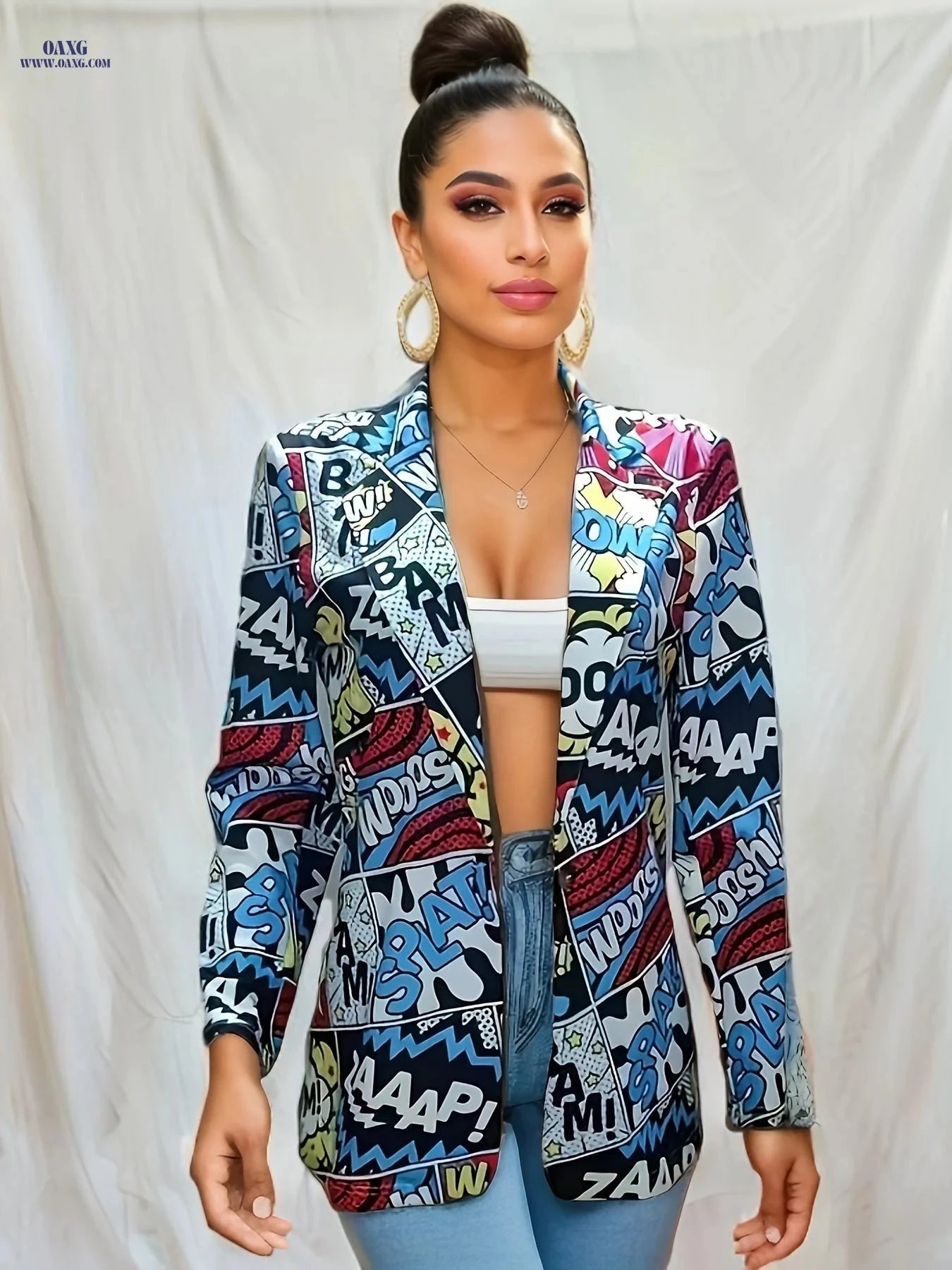 Fashionable Casual Midi Suit for Women - Digital Print, Loose Fit   OAXG 