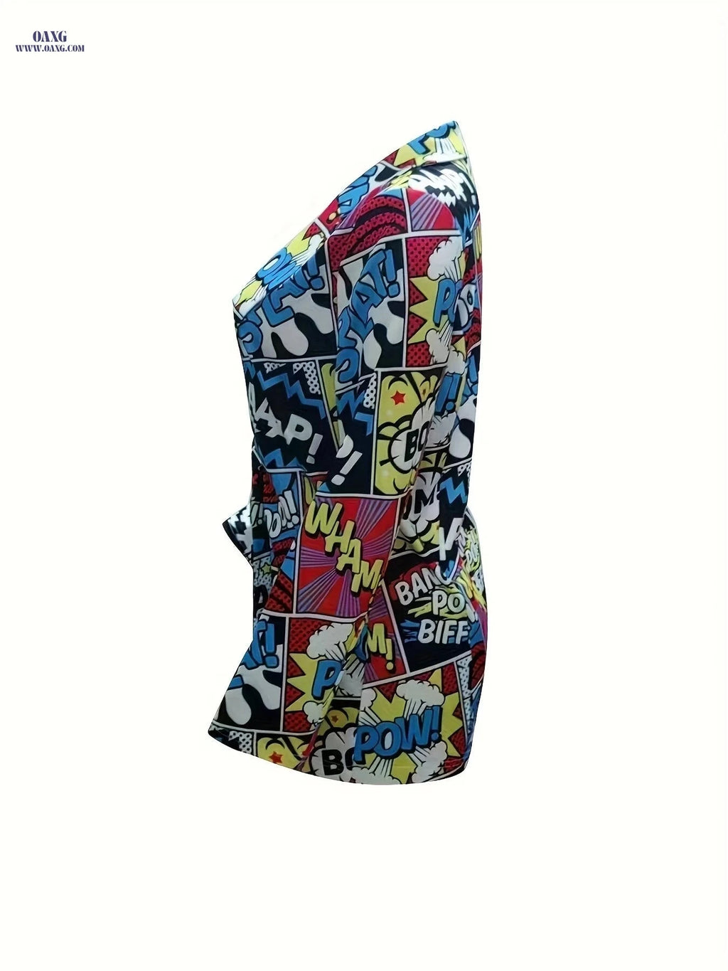 Fashionable Casual Midi Suit for Women - Digital Print, Loose Fit   OAXG Mixed colors / S