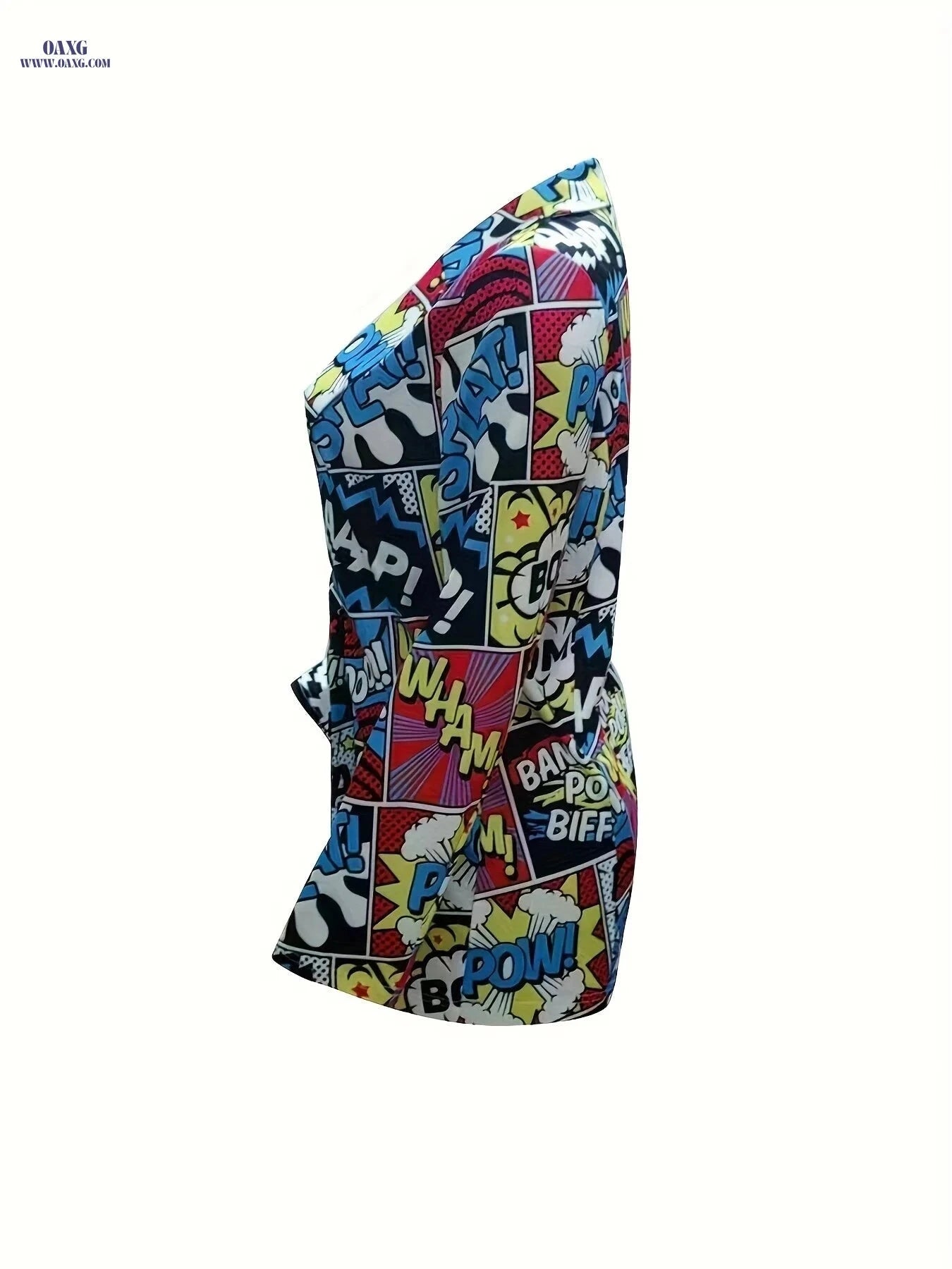 Fashionable Casual Midi Suit for Women - Digital Print, Loose Fit   OAXG Mixed colors / S