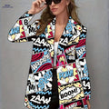 Fashionable Casual Midi Suit for Women - Digital Print, Loose Fit   OAXG Mixed colors / S