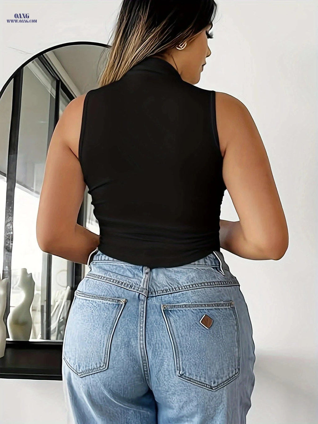 Fashionable Casual Vest - Slanted Hemline & Pleated Design Top   OAXG 
