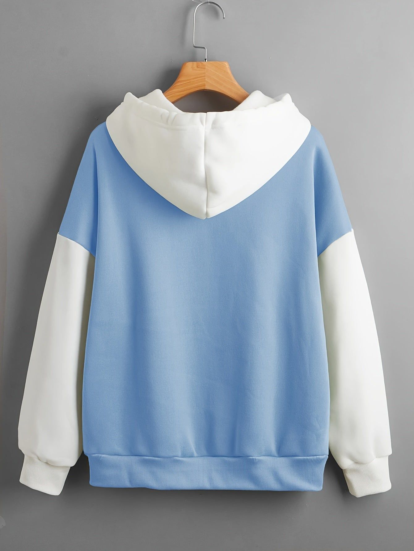 Fashionable Color-Block Easy Clean Hooded Drawstring Sweatshirt Women'S Fleece-Lined Long-Sleeved Kangaroo Pocket Autumn And Winter New Loose Versatile Casual Top Trendy   OAXG Mixed colors / S