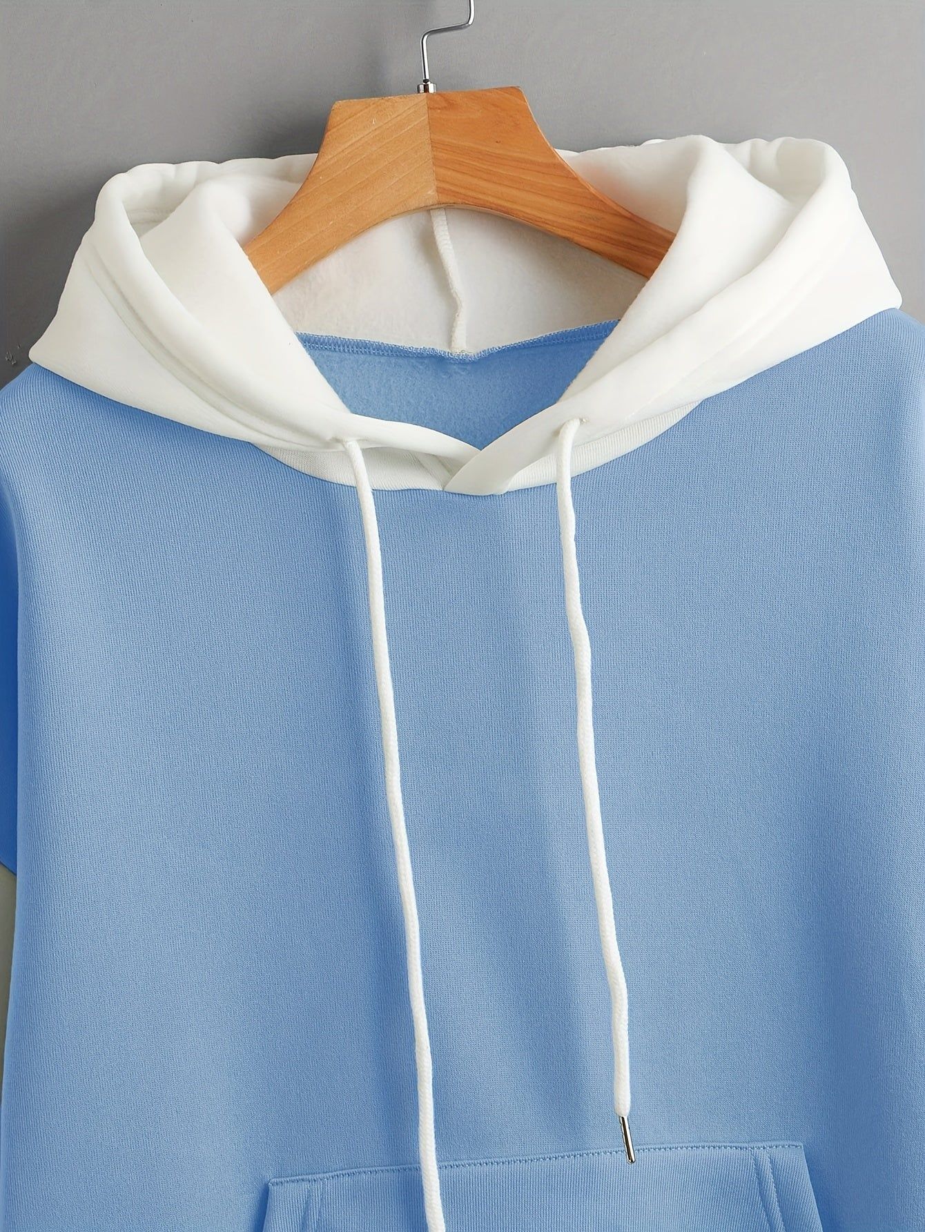 Fashionable Color-Block Easy Clean Hooded Drawstring Sweatshirt Women'S Fleece-Lined Long-Sleeved Kangaroo Pocket Autumn And Winter New Loose Versatile Casual Top Trendy   OAXG Mixed colors / S