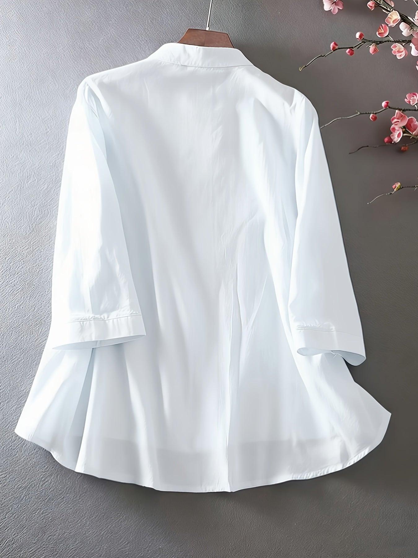 Fashionable Embroidered Short-Sleeve Shirt   OAXG White / XS