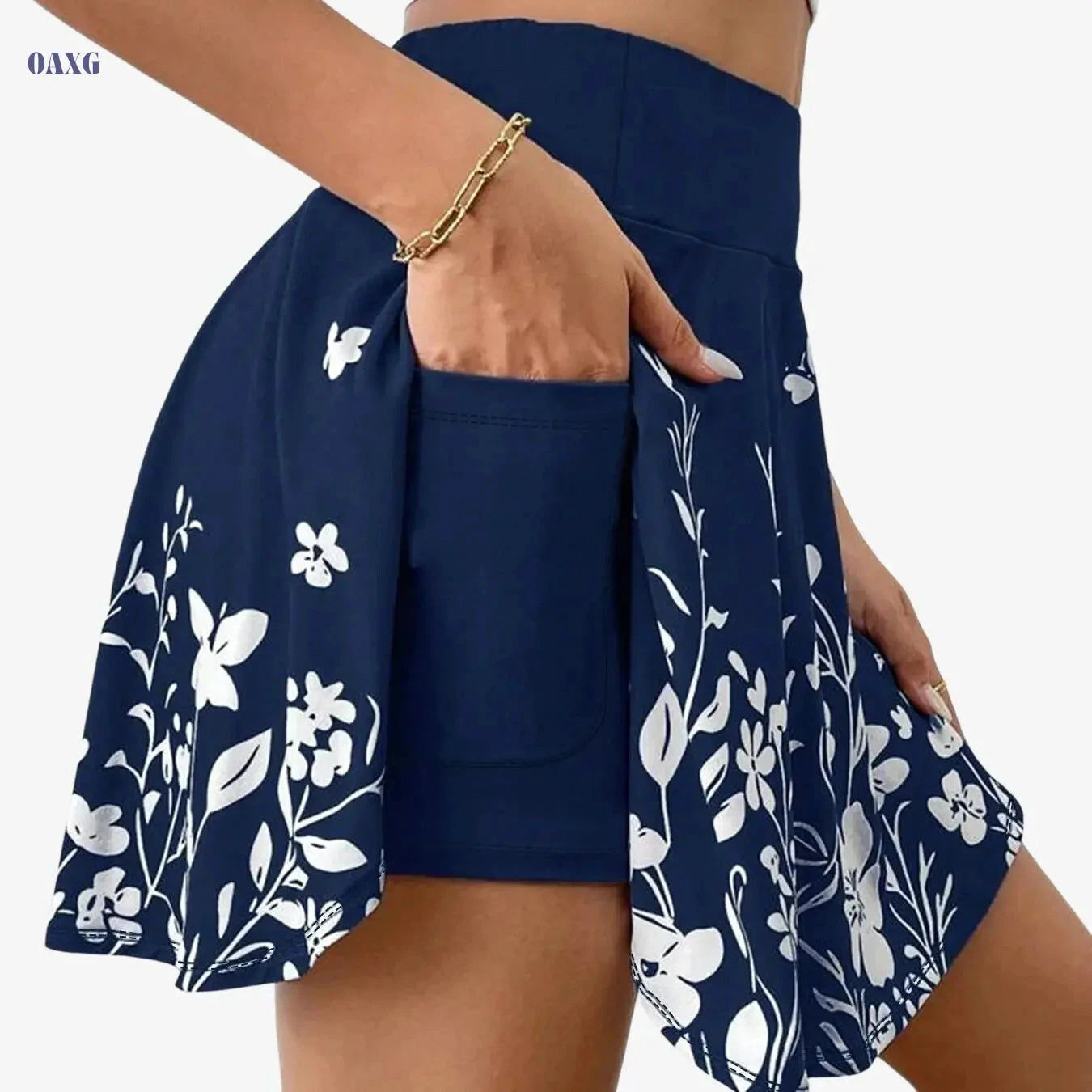 Fashionable Floral Print Yoga Pants - Comfortable Elastic Waistband   OAXG Blue / S