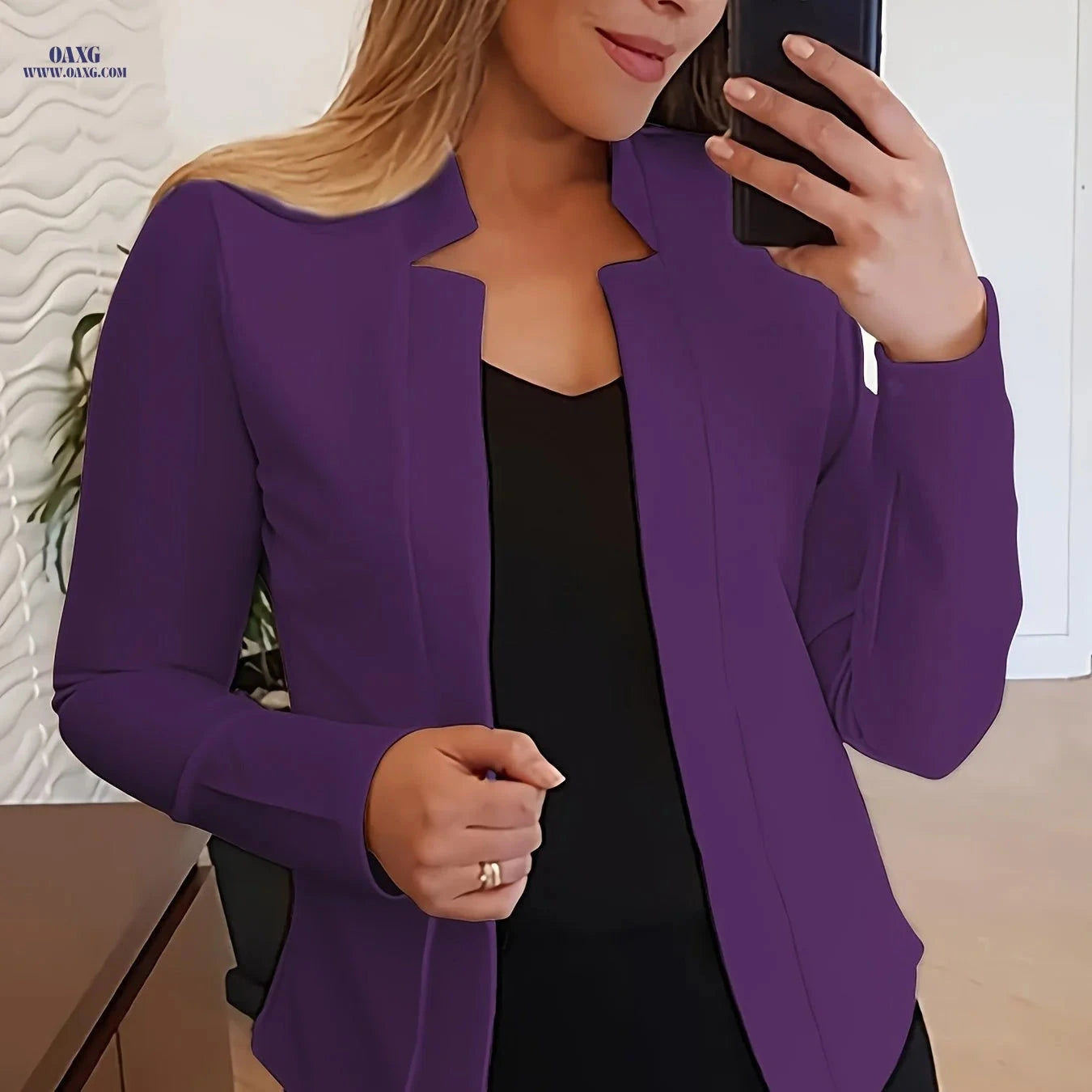 Fashionable Long-Sleeve Solid Color Cardigan for Women - Casual Style   OAXG 