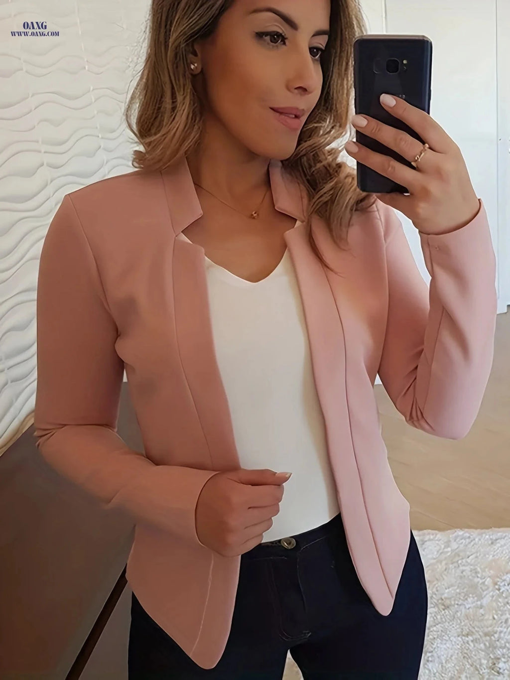 Fashionable Long-Sleeve Solid Color Cardigan for Women - Casual Style   OAXG 