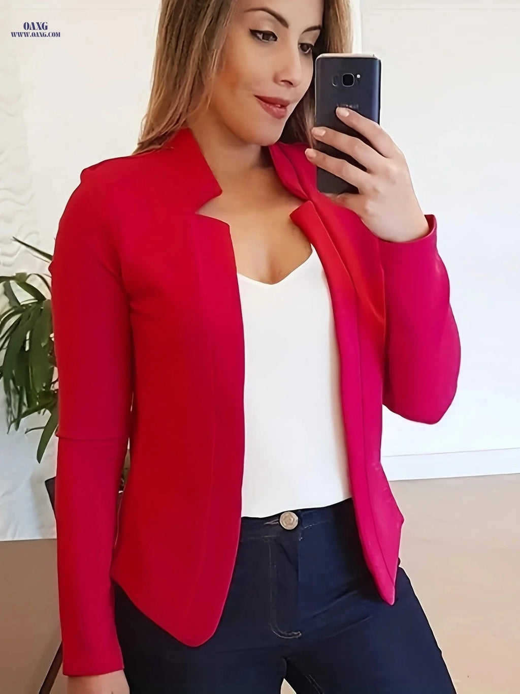 Fashionable Long-Sleeve Solid Color Cardigan for Women - Casual Style   OAXG 
