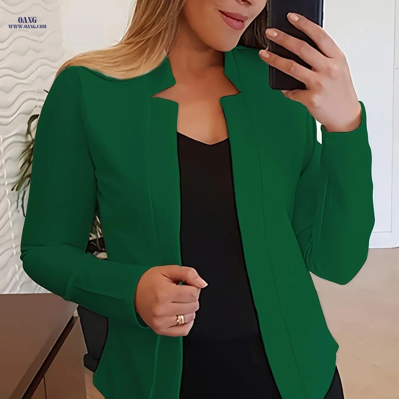 Fashionable Long-Sleeve Solid Color Cardigan for Women - Casual Style   OAXG Red / S