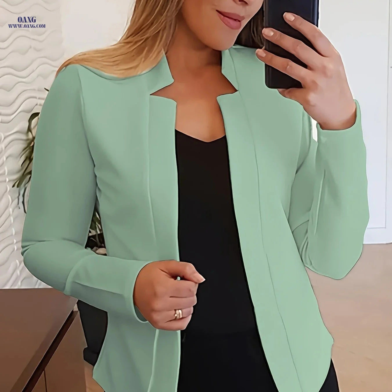 Fashionable Long-Sleeve Solid Color Cardigan for Women - Casual Style   OAXG Red / S