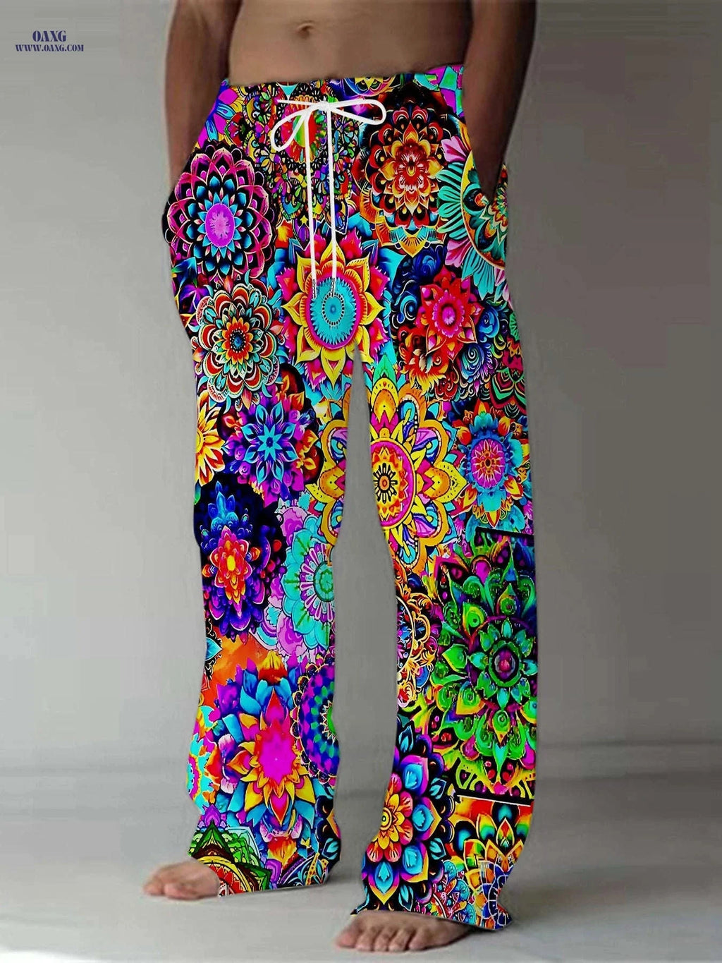 Fashionable Men's Loose Straight-Leg Pants - Unique Print Casual Trousers   OAXG 