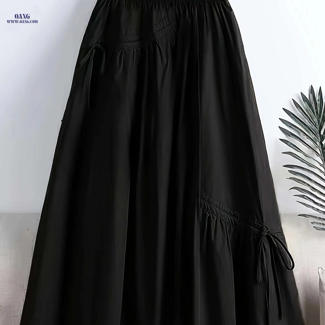 Fashionable Mid-Length Drawstring Skirt - Elegant Polyester for All Seasons   OAXG Khaki / Asian S