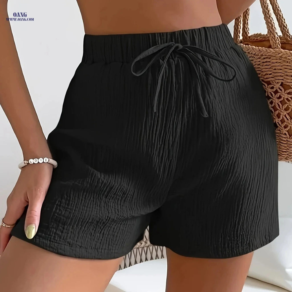 Fashionable Solid Color Double Layer Pleated Women's Shorts - All Seasons   OAXG 