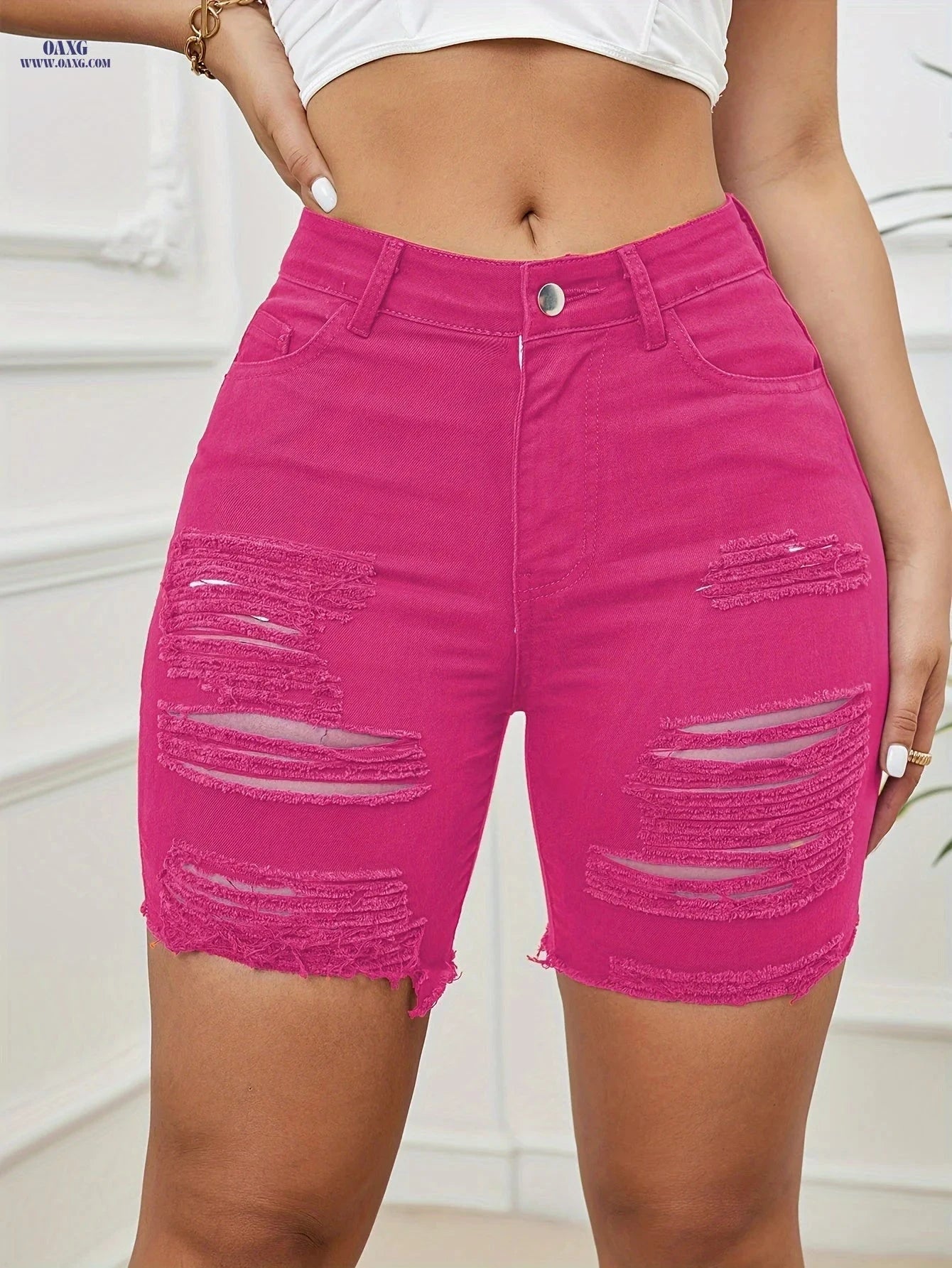 Fashionable Summer Women’s Ripped Denim Shorts - Stylish Colors   OAXG 