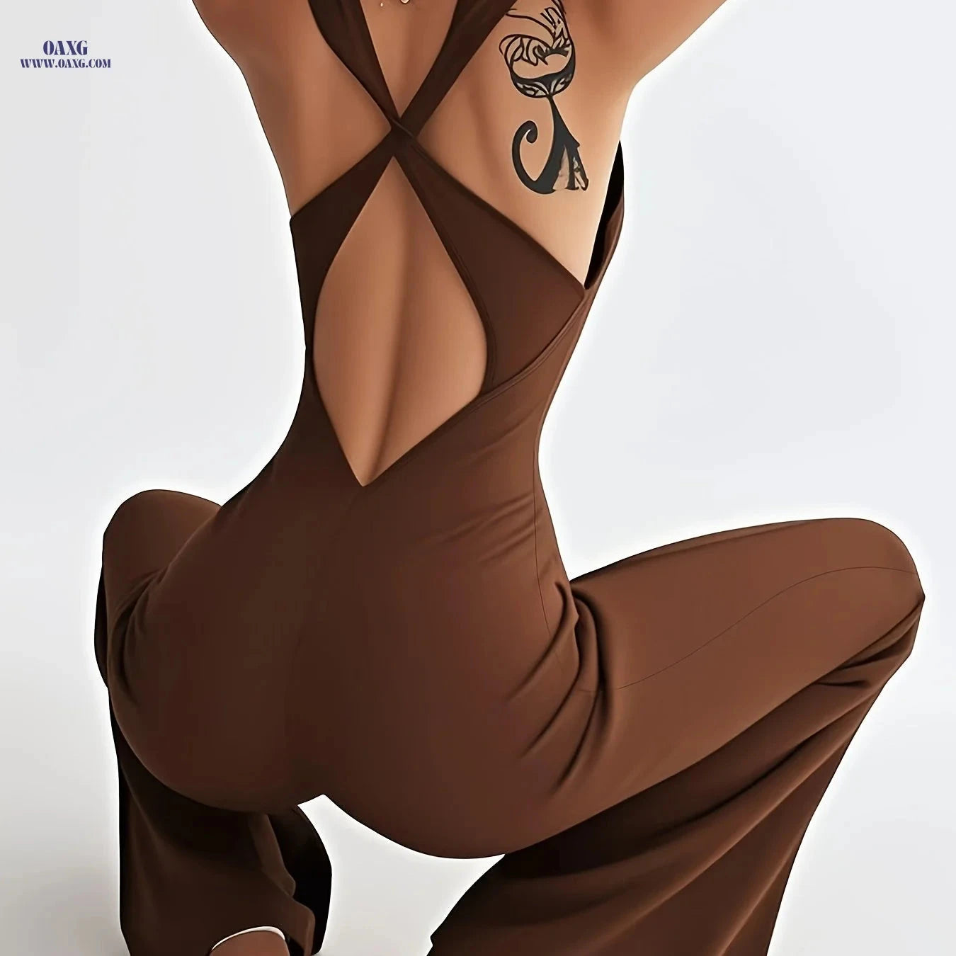 Fast-Drying High-Waisted Flared Jumpsuit - Tummy-Smoothing Dance Outfit   OAXG Black / XXS