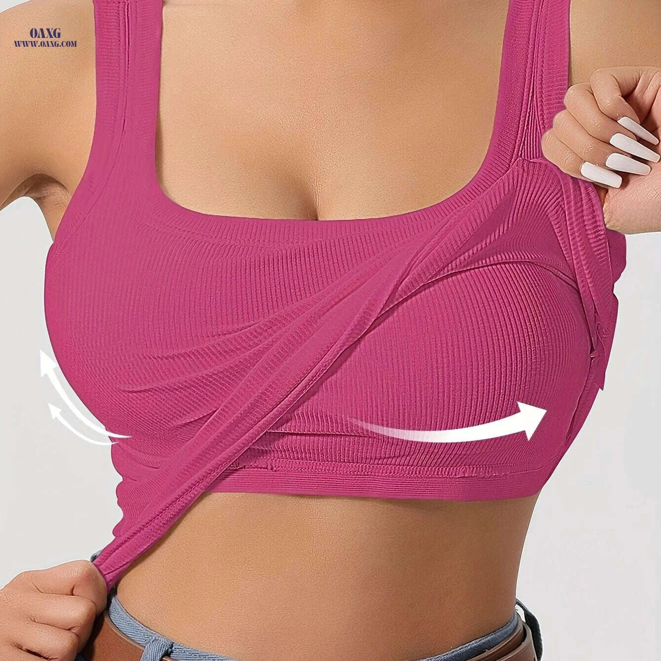 Fitted Women's Sleeveless Top - Removable Padding, Solid Color Layering   OAXG 