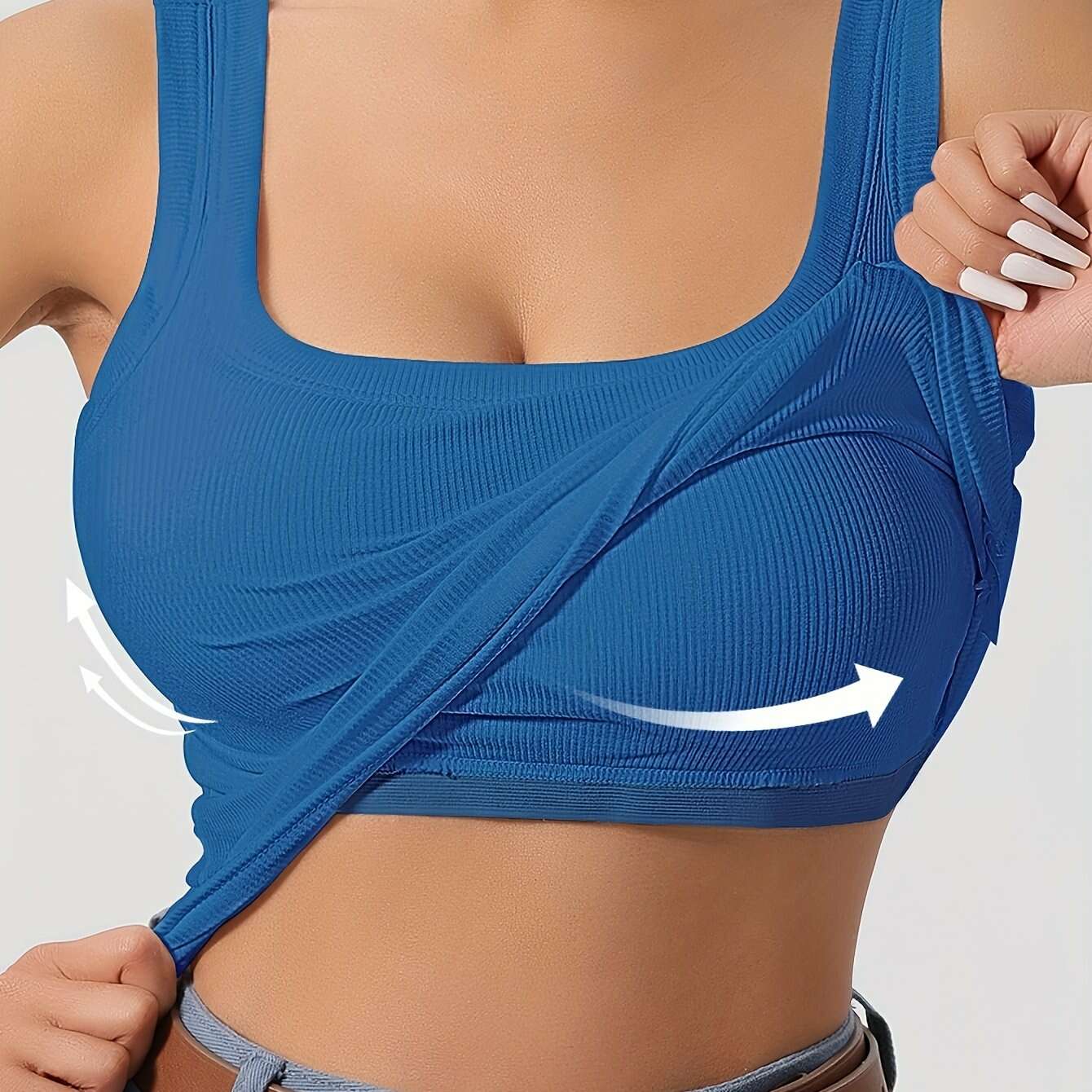 Fitted Women's Sleeveless Top - Removable Padding, Solid Color Layering   OAXG 