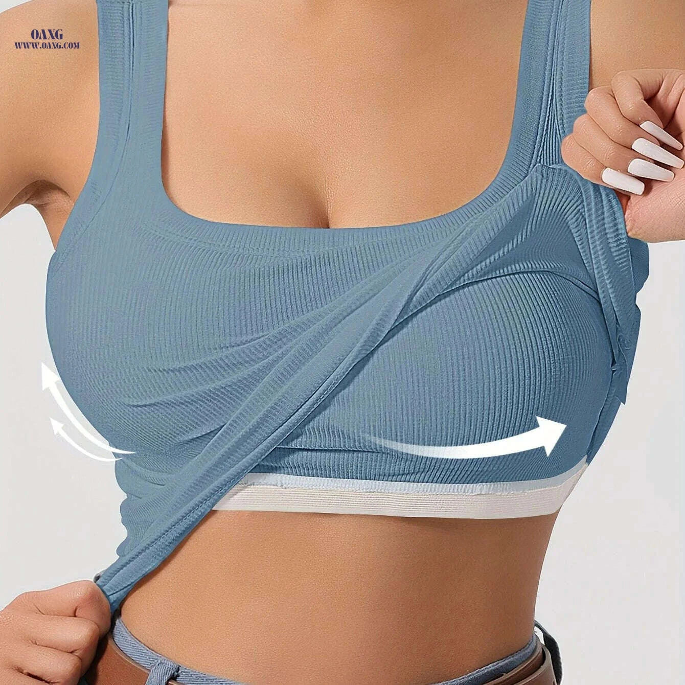 Fitted Women's Sleeveless Top - Removable Padding, Solid Color Layering   OAXG 