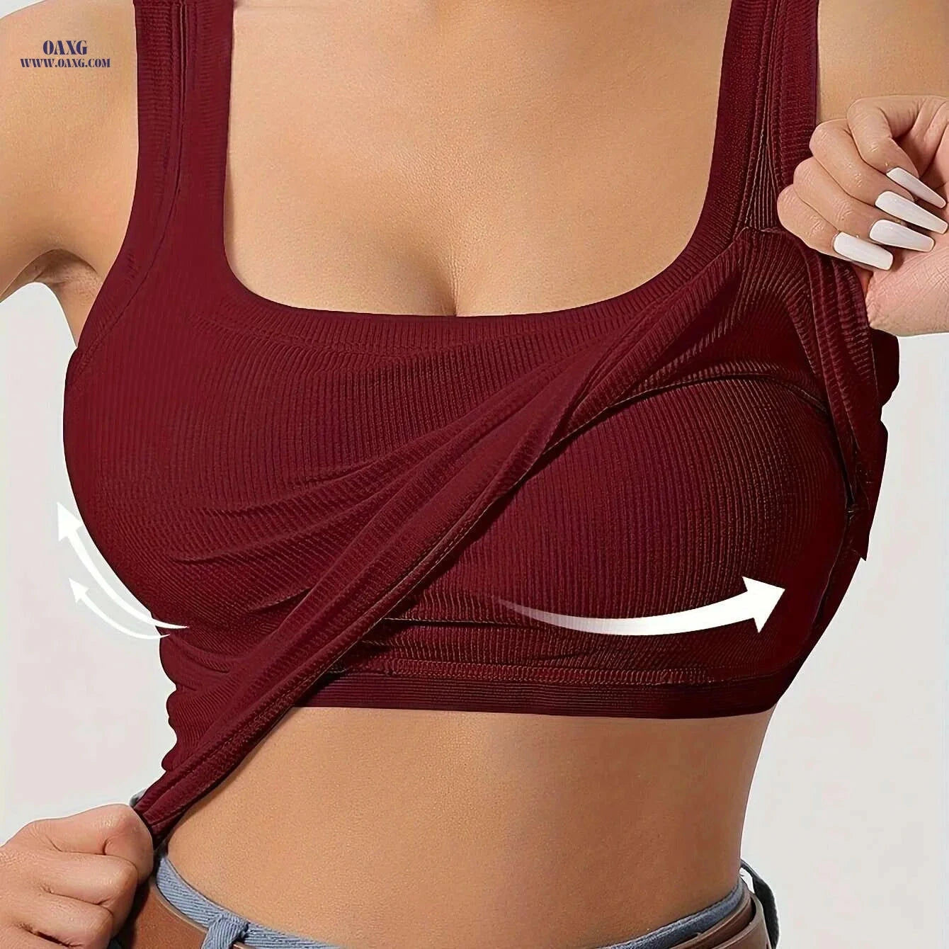 Fitted Women's Sleeveless Top - Removable Padding, Solid Color Layering   OAXG 