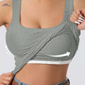Fitted Women's Sleeveless Top - Removable Padding, Solid Color Layering   OAXG Slate Grey / XS