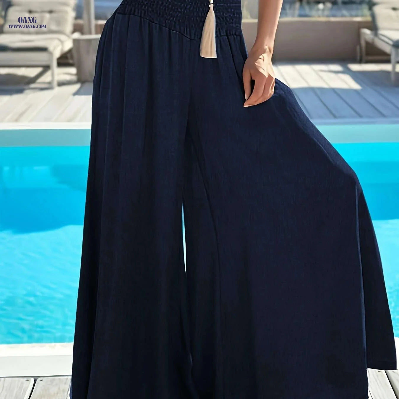 Flared Wide-Leg Pants - Pleated Ruffled Design for Spring/Fall   OAXG 