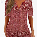 Floral Print Button Front T-Shirt - Short Sleeve Casual Summer Top   OAXG 