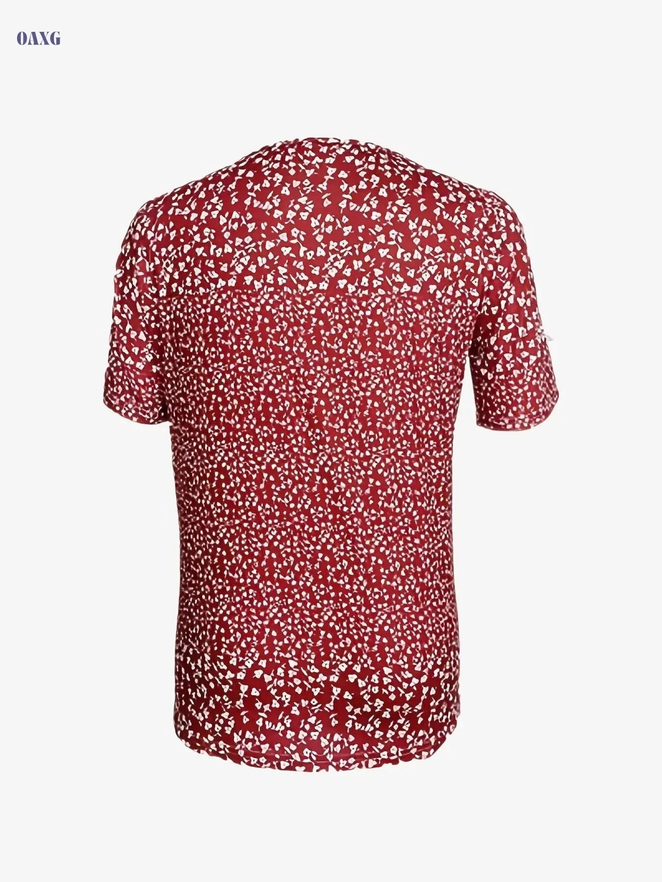Floral Print Button Front T-Shirt - Short Sleeve Casual Summer Top   OAXG Red / S