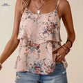 Floral Print Layered Hem Cami Top - Elegant Sleeveless Women's Style   OAXG 