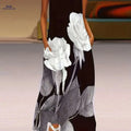 Floral Print Maxi Dress - Notched Neck Sleeveless Women's Summer Style   OAXG Black / S