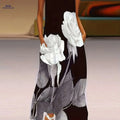 Floral Print Maxi Dress - Notched Neck Sleeveless Women's Summer Style   OAXG 