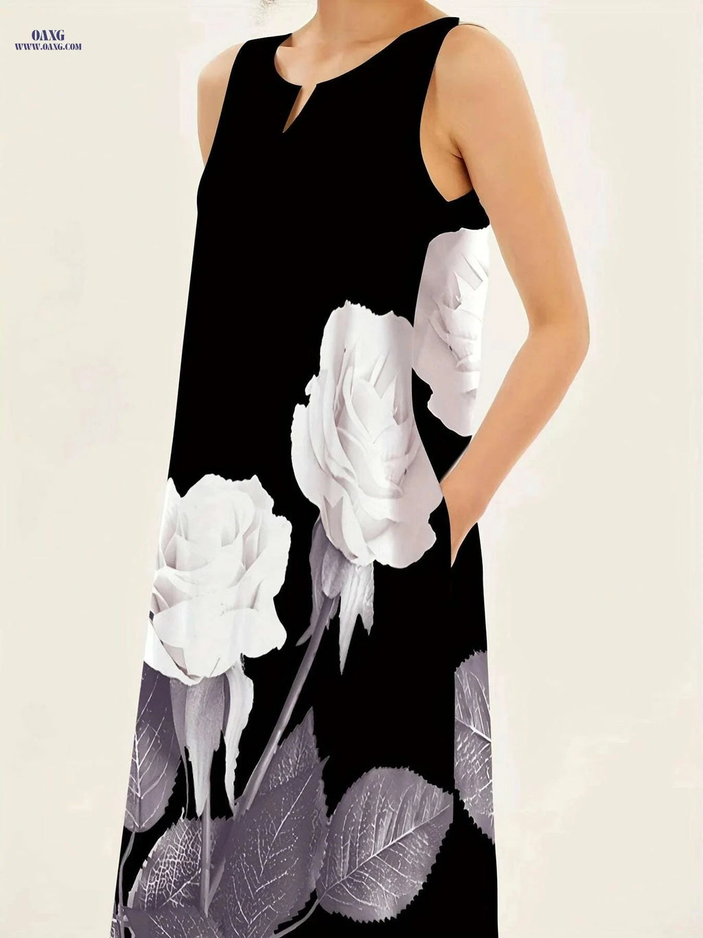 Floral Print Maxi Dress - Women’s Sleeveless Casual for Summer   OAXG 
