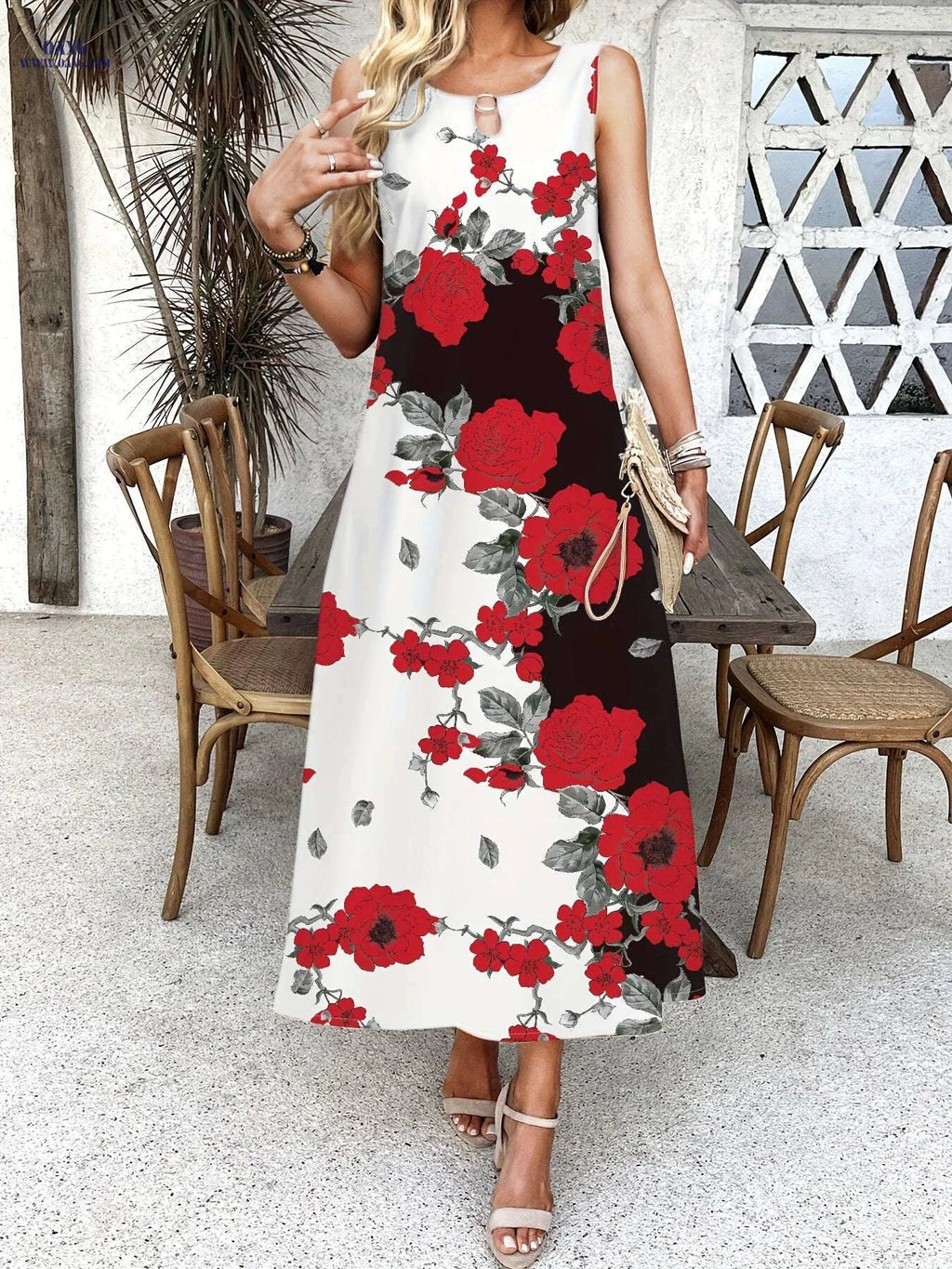 Floral Print Pocket Dress - Casual Summer Swing for Women   OAXG White / S