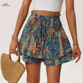 Floral Print Summer Shorts - Lightweight, Drawstring Waist, Casual Wear   OAXG 