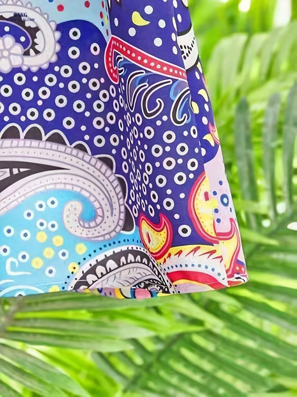 Floral Print Summer Tunic Dress - 100% Polyester, V-neck Style   OAXG Mixed Color / S