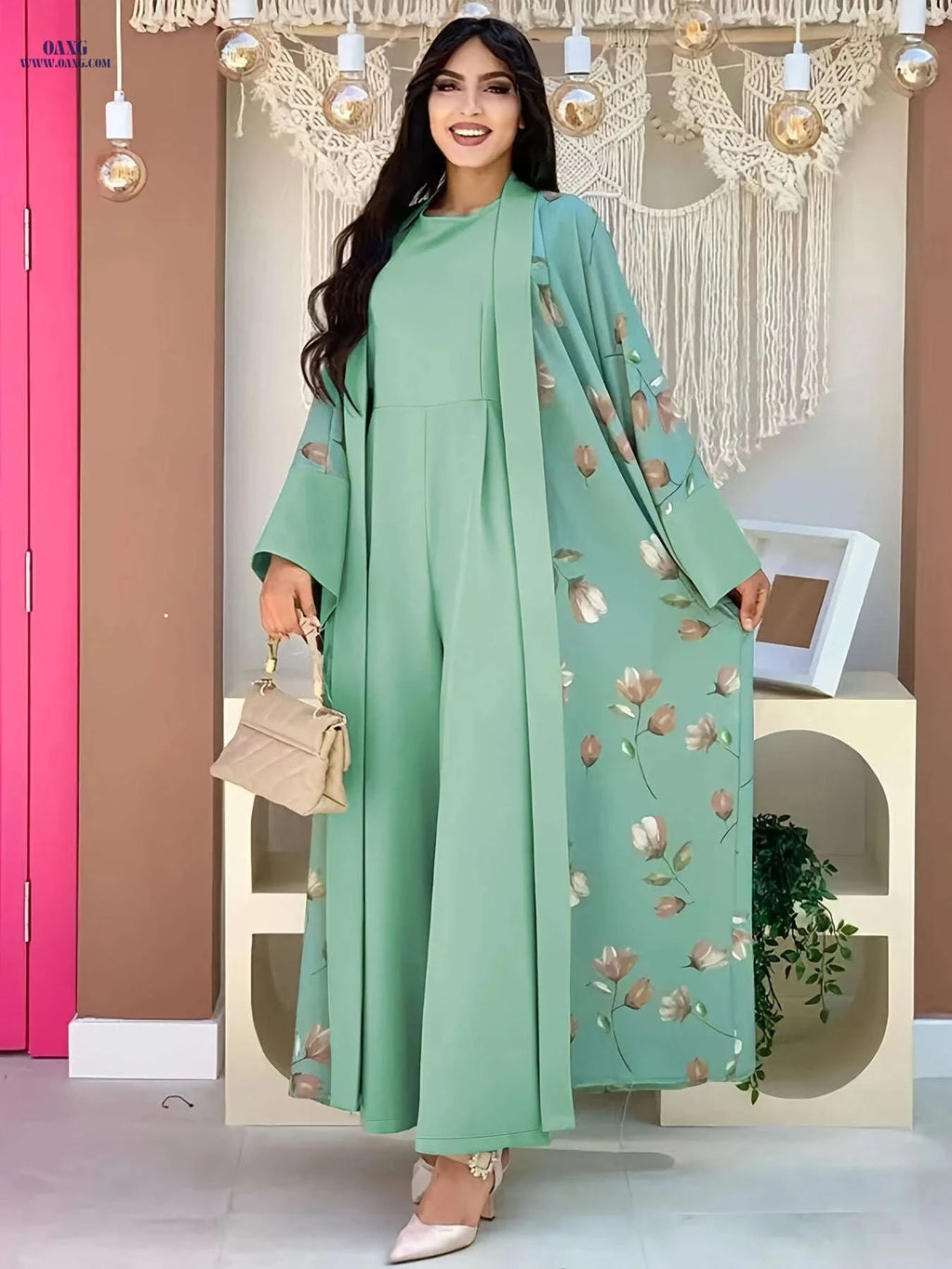 Floral Print Two-Piece Jumpsuit Set for Women - Casual Style   OAXG 
