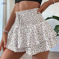 Floral Print Waist-tie Shorts with Bow Decoration - Elegant Style   OAXG 