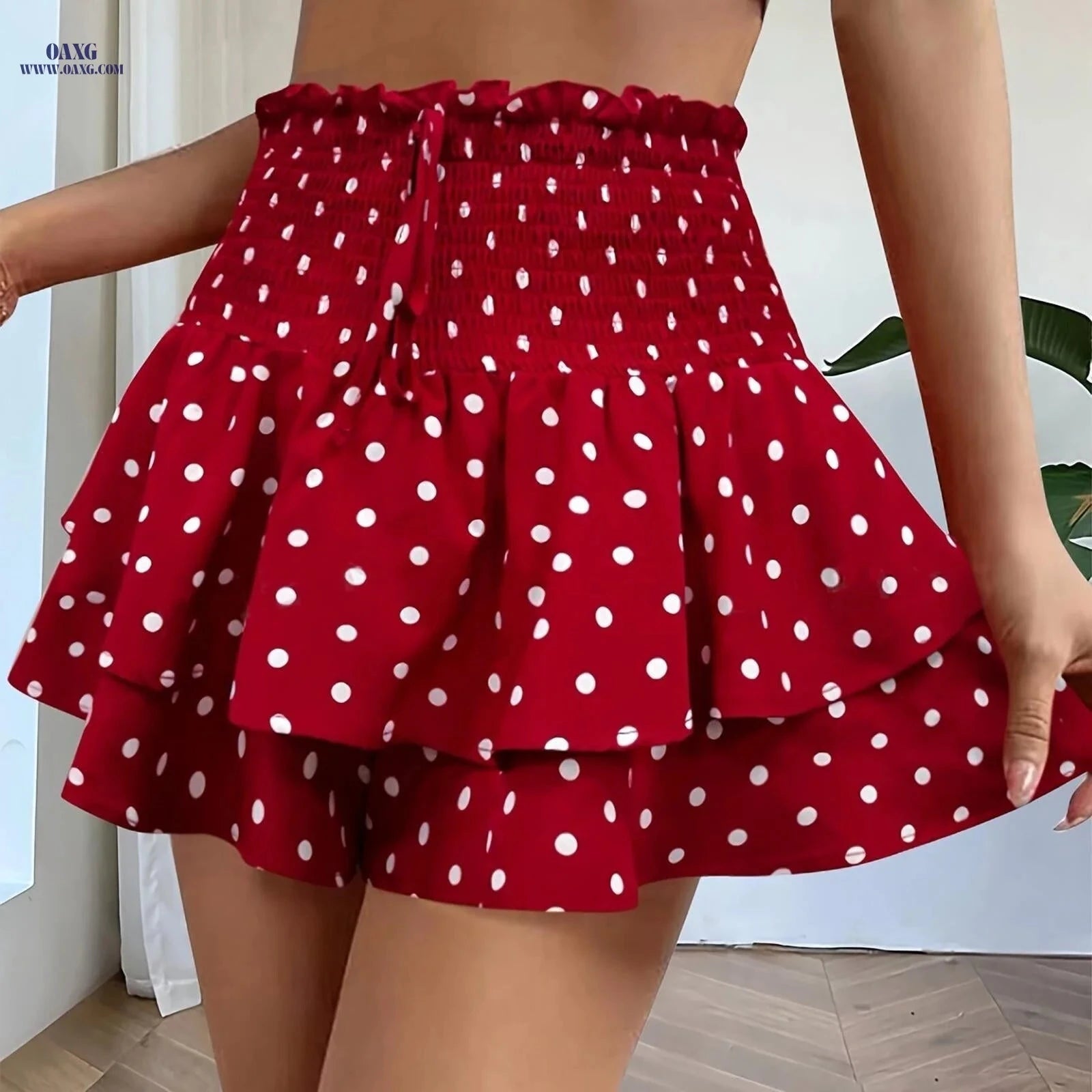 Floral Print Waist-tie Shorts with Bow Decoration - Elegant Style   OAXG 