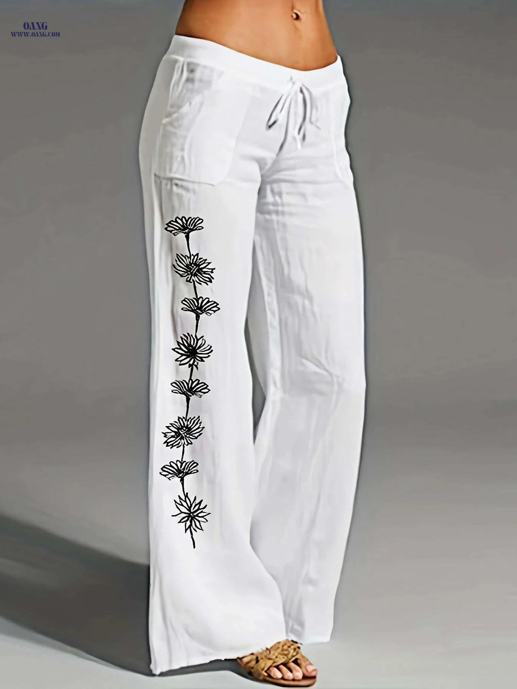 Floral Print Wide Leg Pants - Elegant Casual Women's Clothing   OAXG 