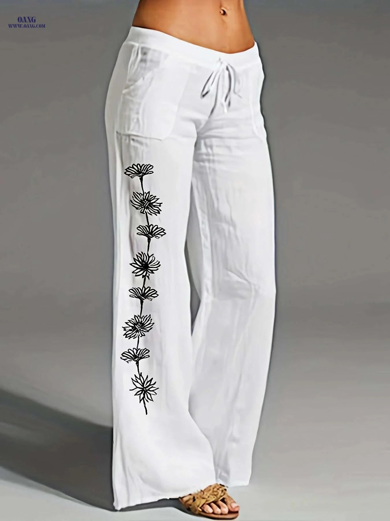 Floral Print Wide Leg Pants - Elegant Casual Women's Clothing   OAXG 