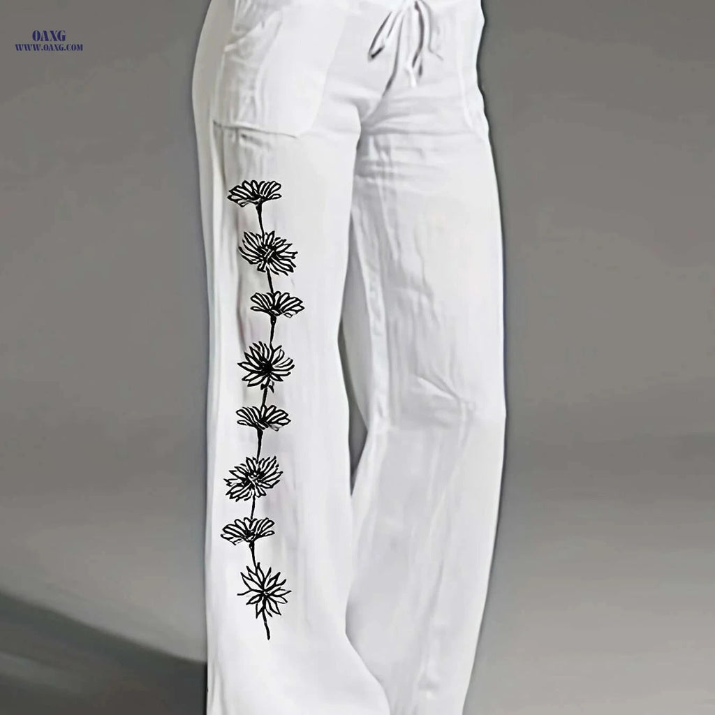 Floral Print Wide Leg Pants - Elegant Casual Women's Clothing   OAXG 
