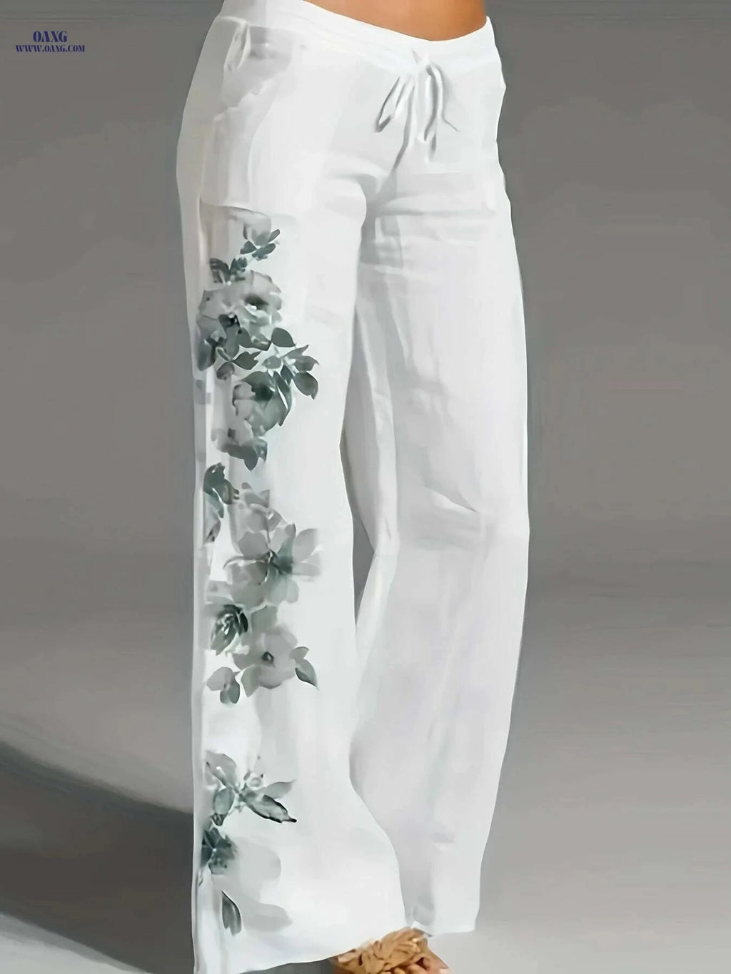 Floral Print Wide Leg Pants - Elegant Casual Women's Clothing   OAXG White / S