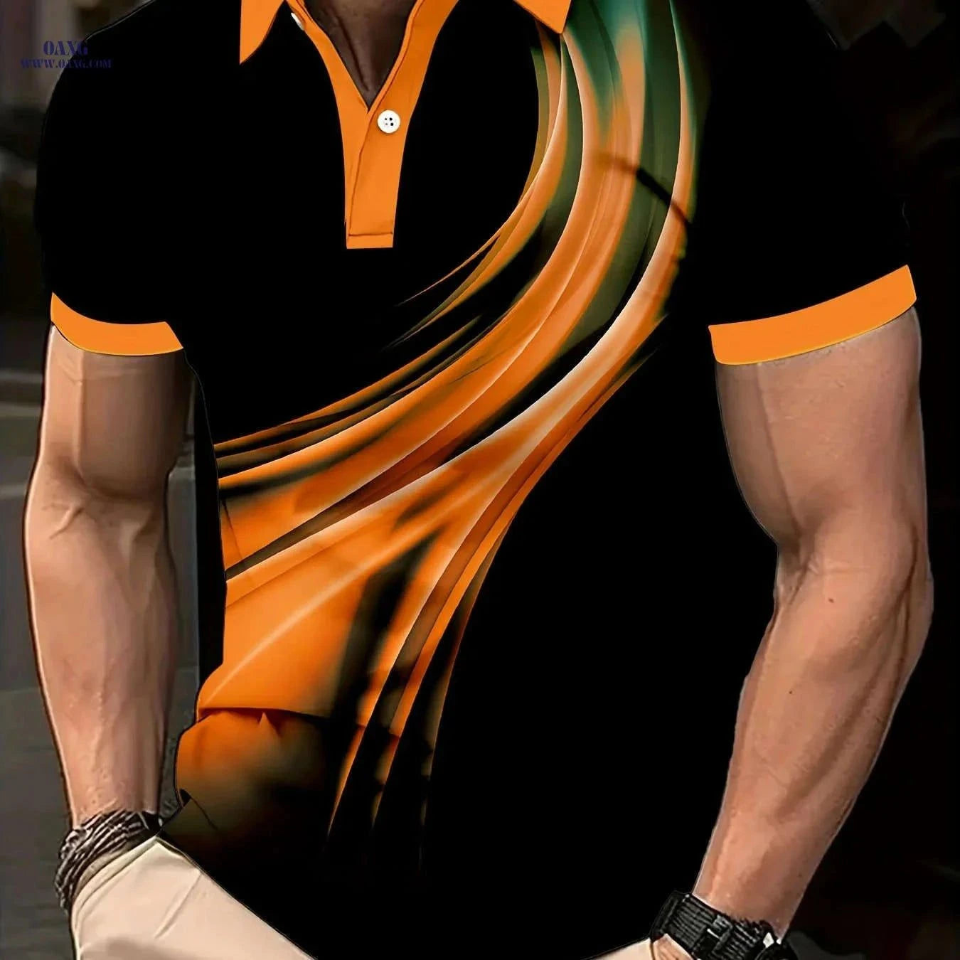 Flowing Light Men's Short-Sleeved Polo Shirt - Casual & Versatile   OAXG Soot Black / FR M