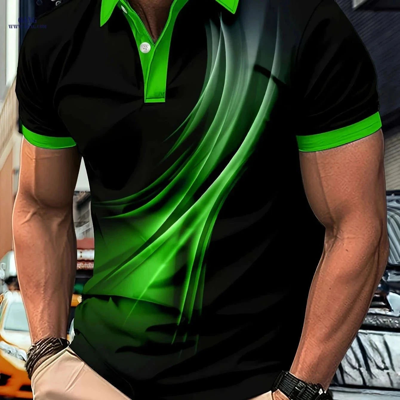 Flowing Light Men's Short-Sleeved Polo Shirt - Casual & Versatile   OAXG Soot Black / FR M