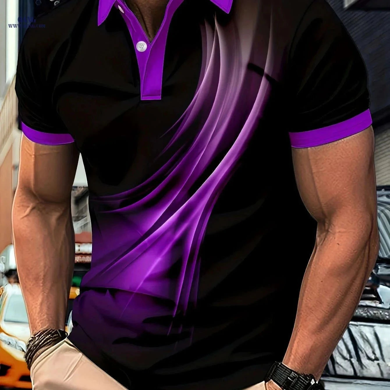 Flowing Light Men's Short-Sleeved Polo Shirt - Casual & Versatile   OAXG Soot Black / FR M