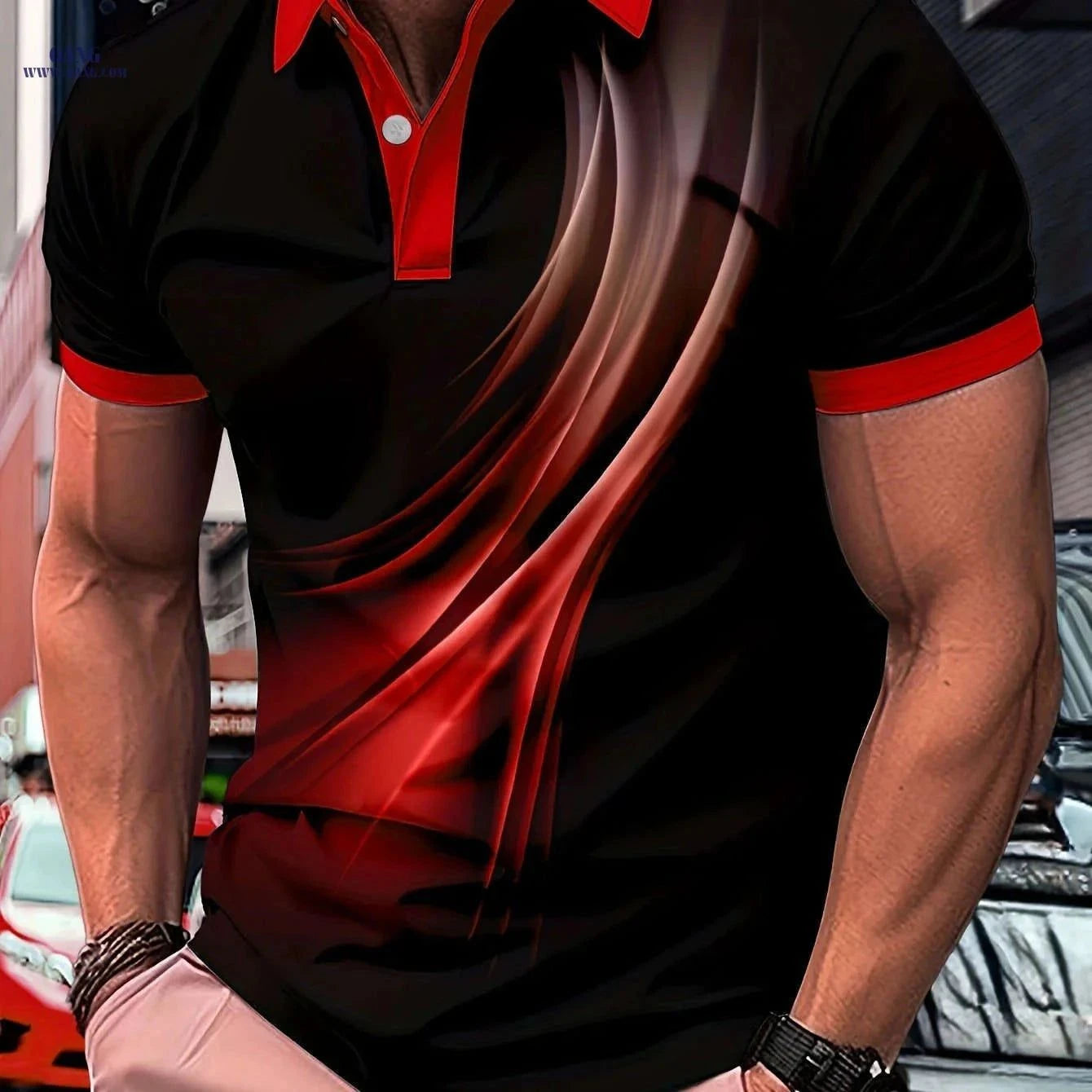 Flowing Light Men's Short-Sleeved Polo Shirt - Casual & Versatile   OAXG Soot Black / FR M